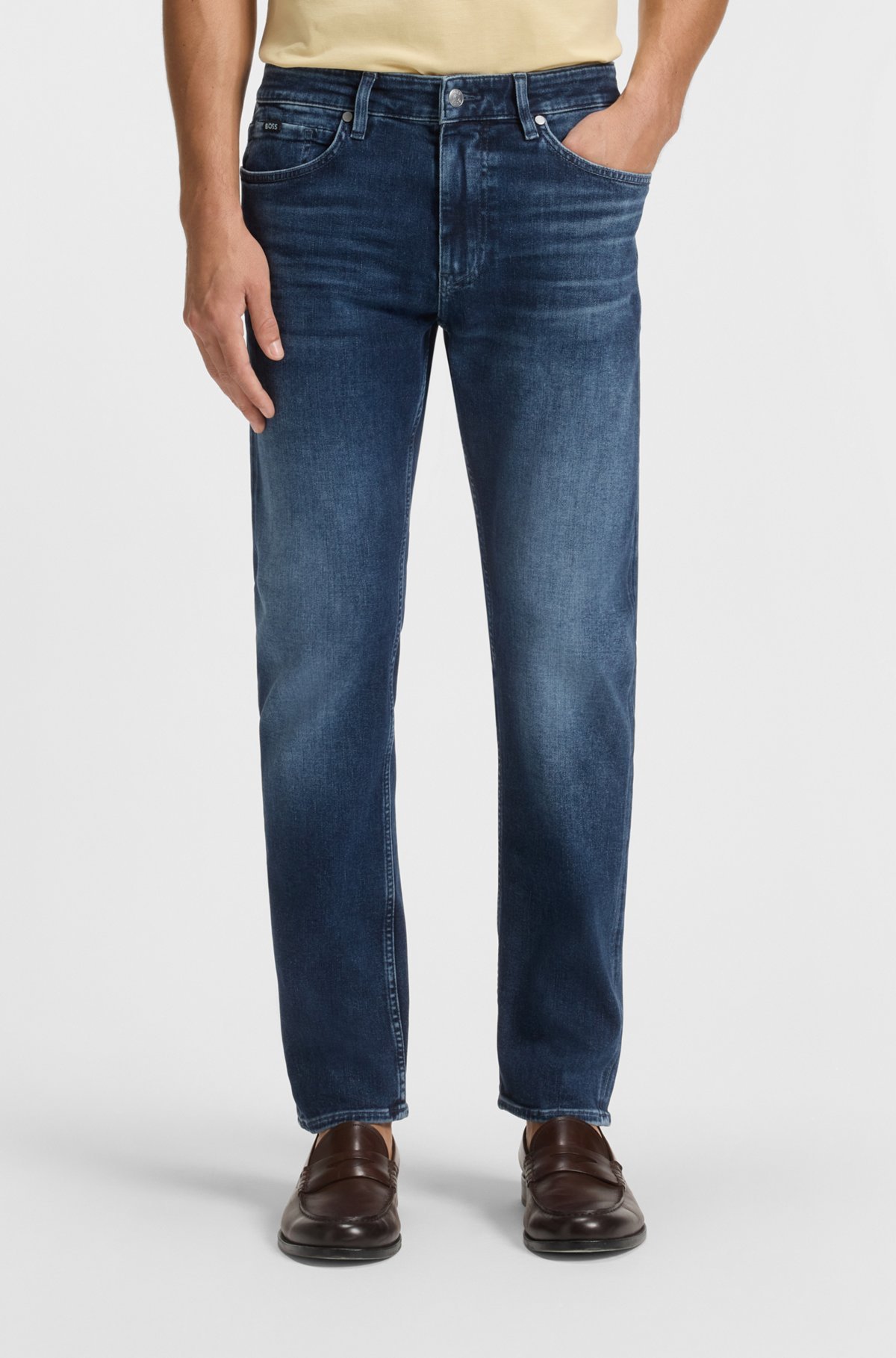Hugo Boss Slim-fit Jeans In Rinse-washed Comfort-stretch Denim In Blue