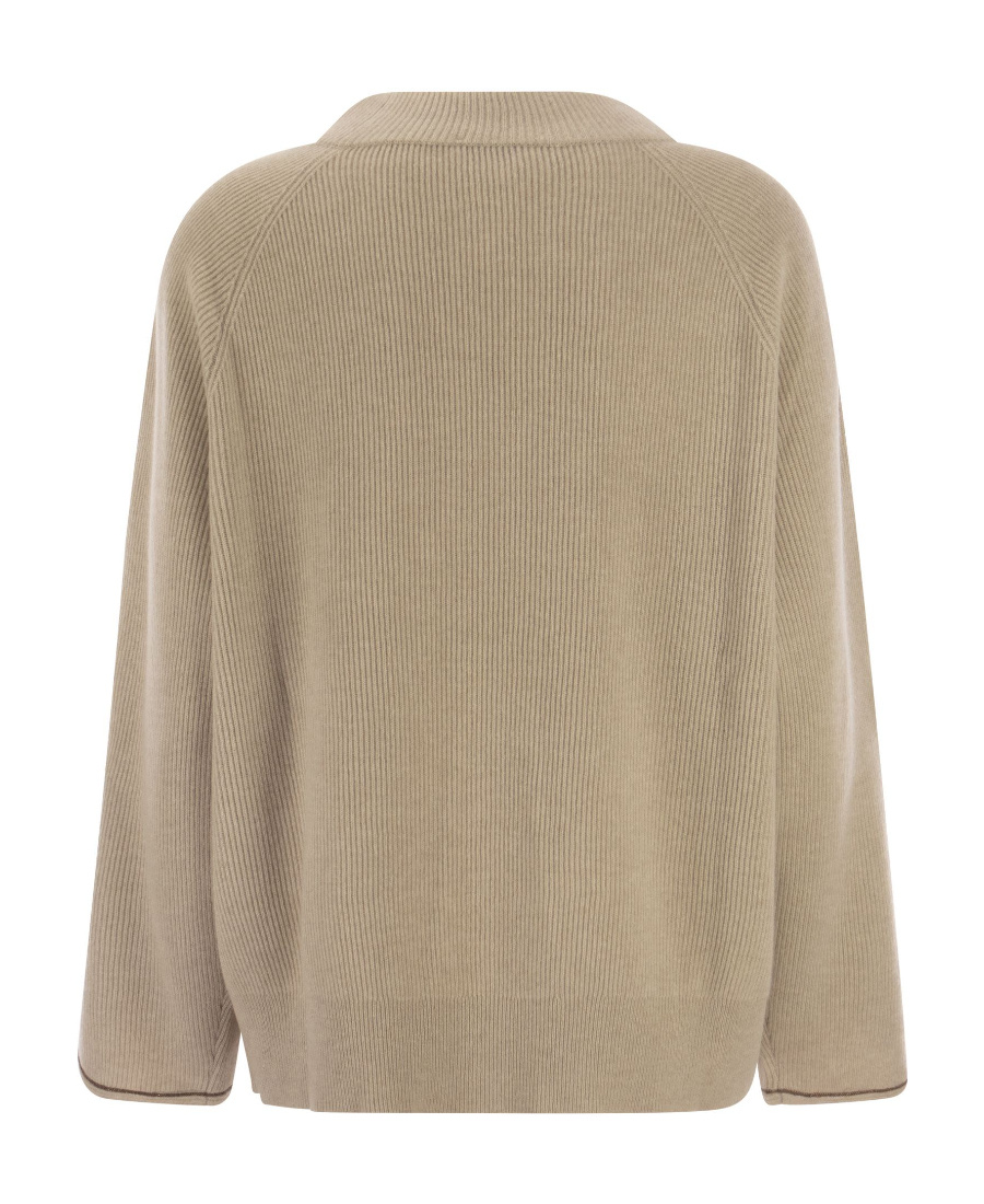 Brunello Cucinelli Women's Cashmere Sweater With Monile In Nude