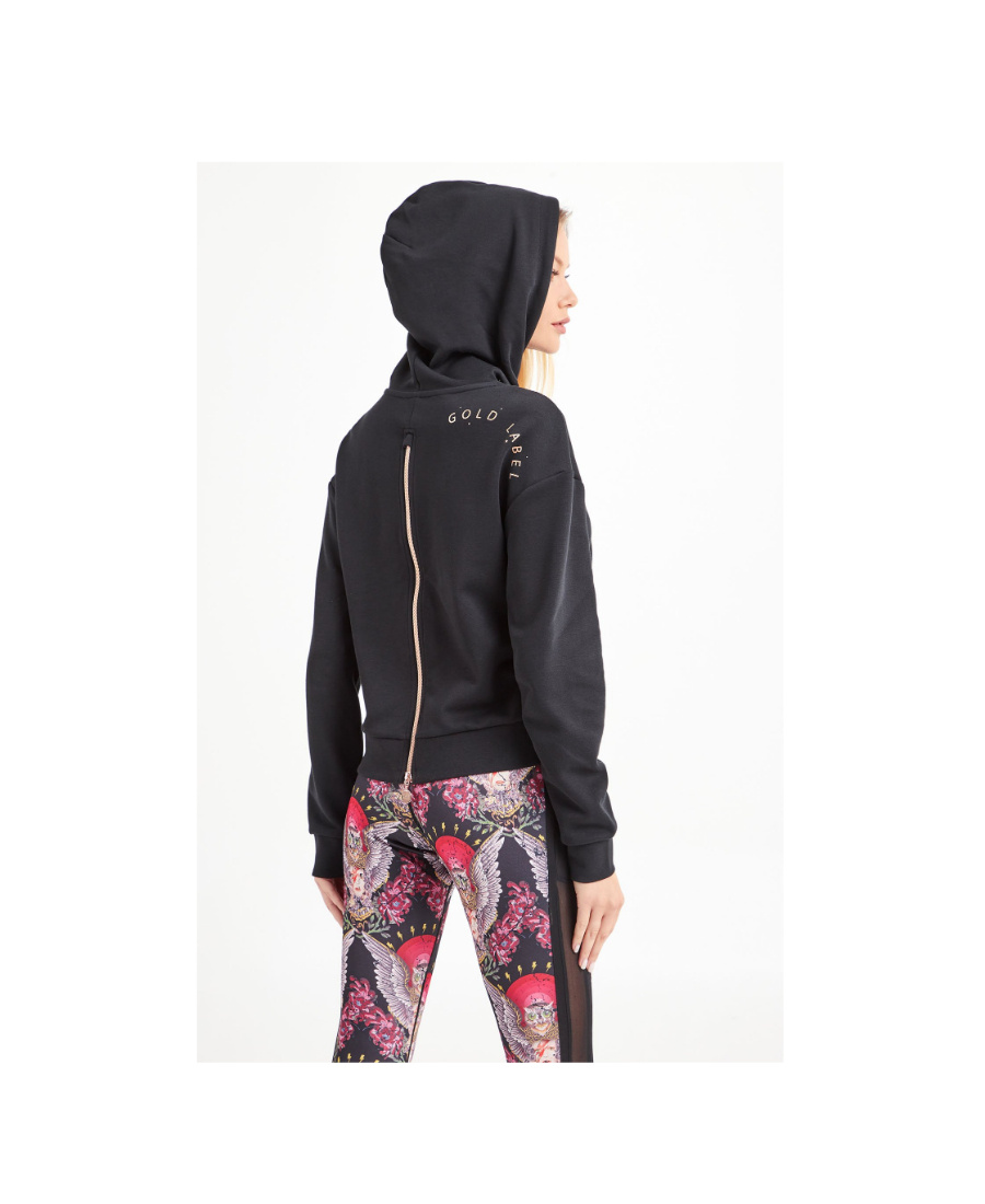 Shop Emporio Armani Logo Hooded Casual Jacket In Black