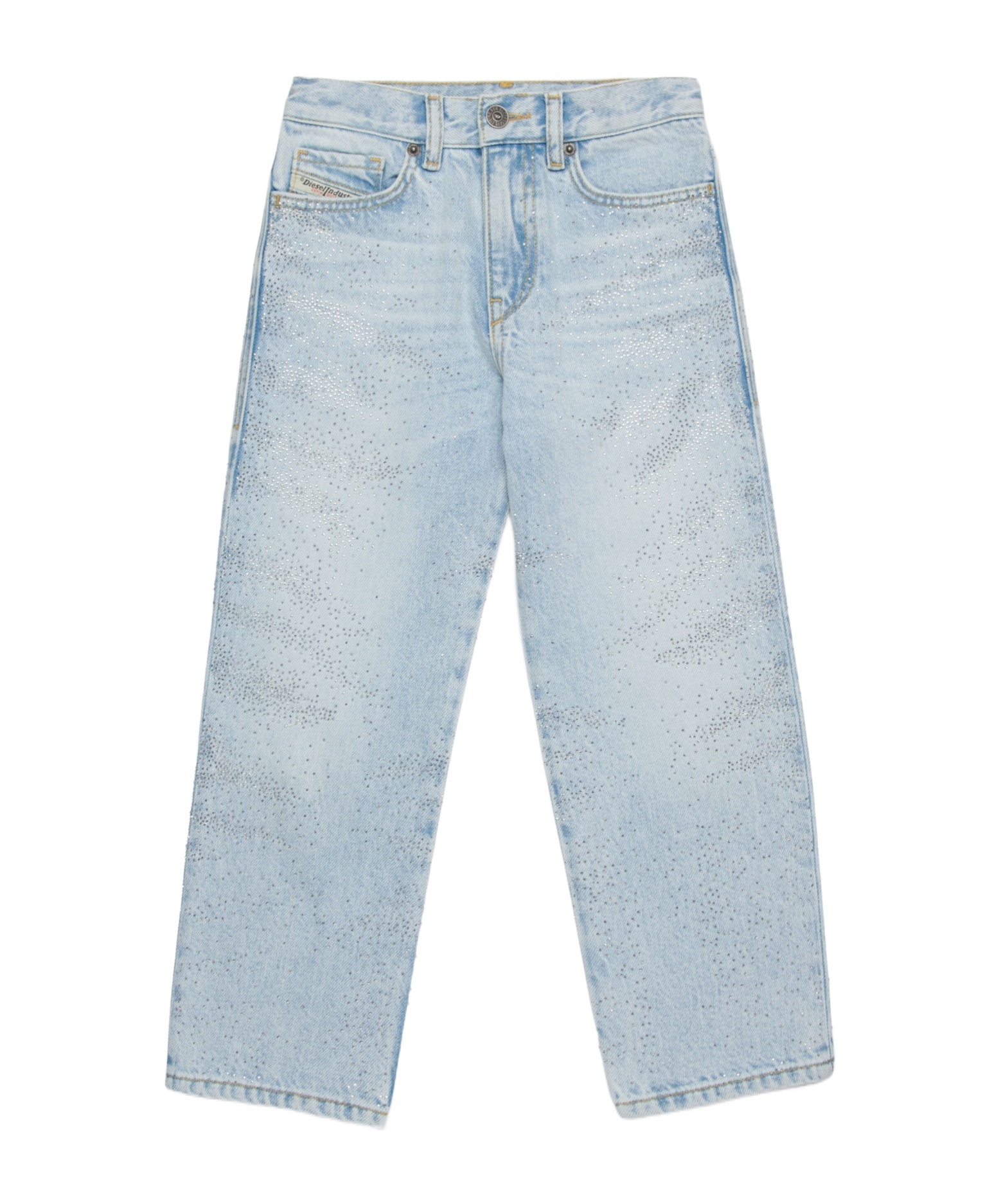 Diesel Kids Oval-d Embroidered Mid-waisted Jeans In Blue