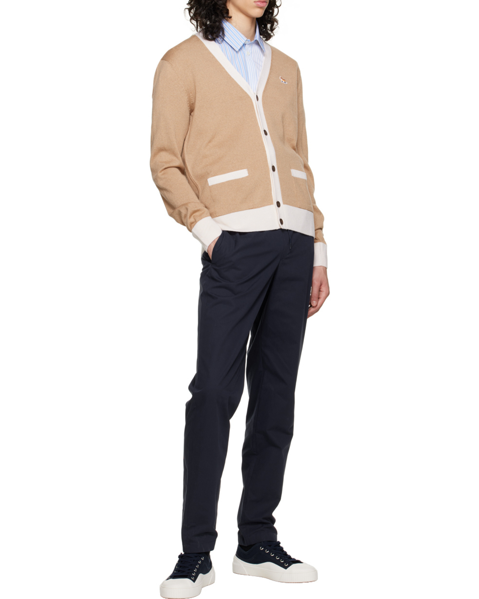 MAISON KITSUNÉ BABY FOX PATCH V-NECK CARDIGAN 