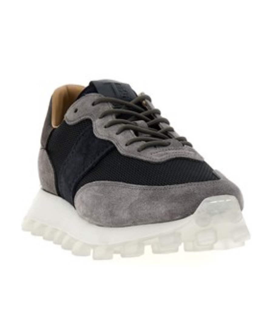 Tod's Suede-panel Ribbed Sneakers In Black