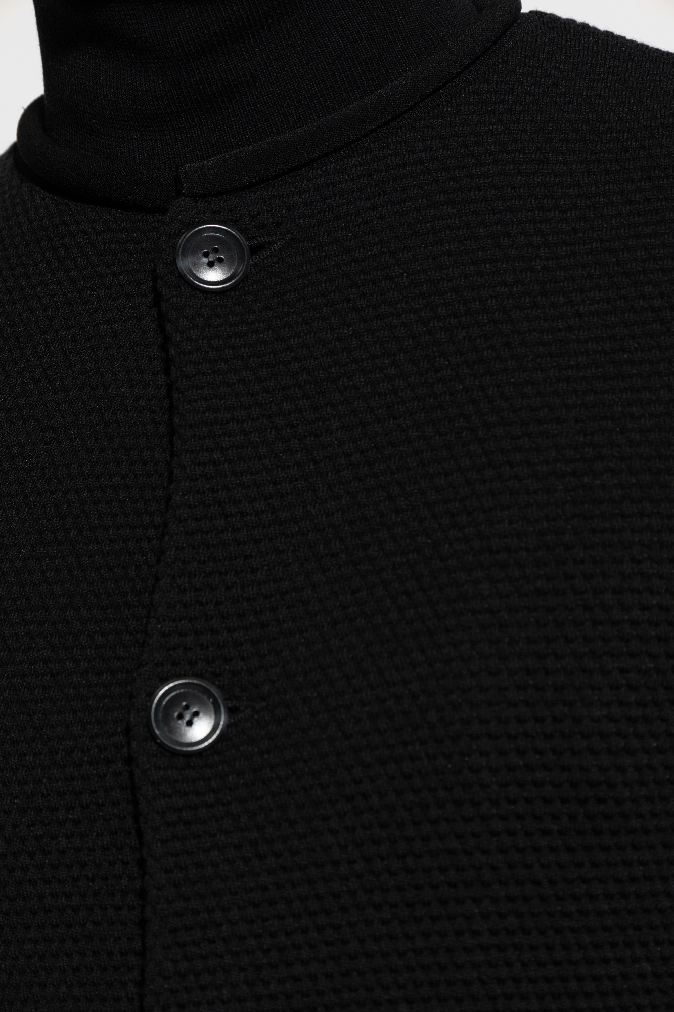 Giorgio Armani Textured Button-up Knitwear In Black
