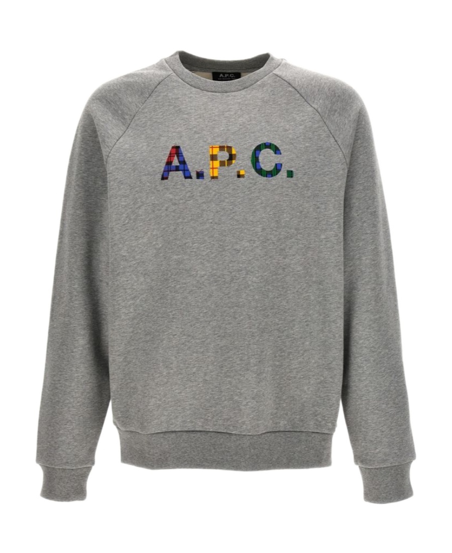Apc A.p.c. Logo Printed Crewneck Sweater In Gray