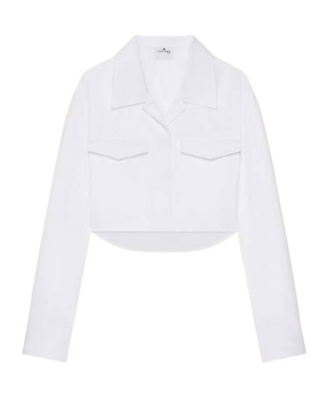 Shop Courrèges Cropped Poplin Shirt In Traditional White