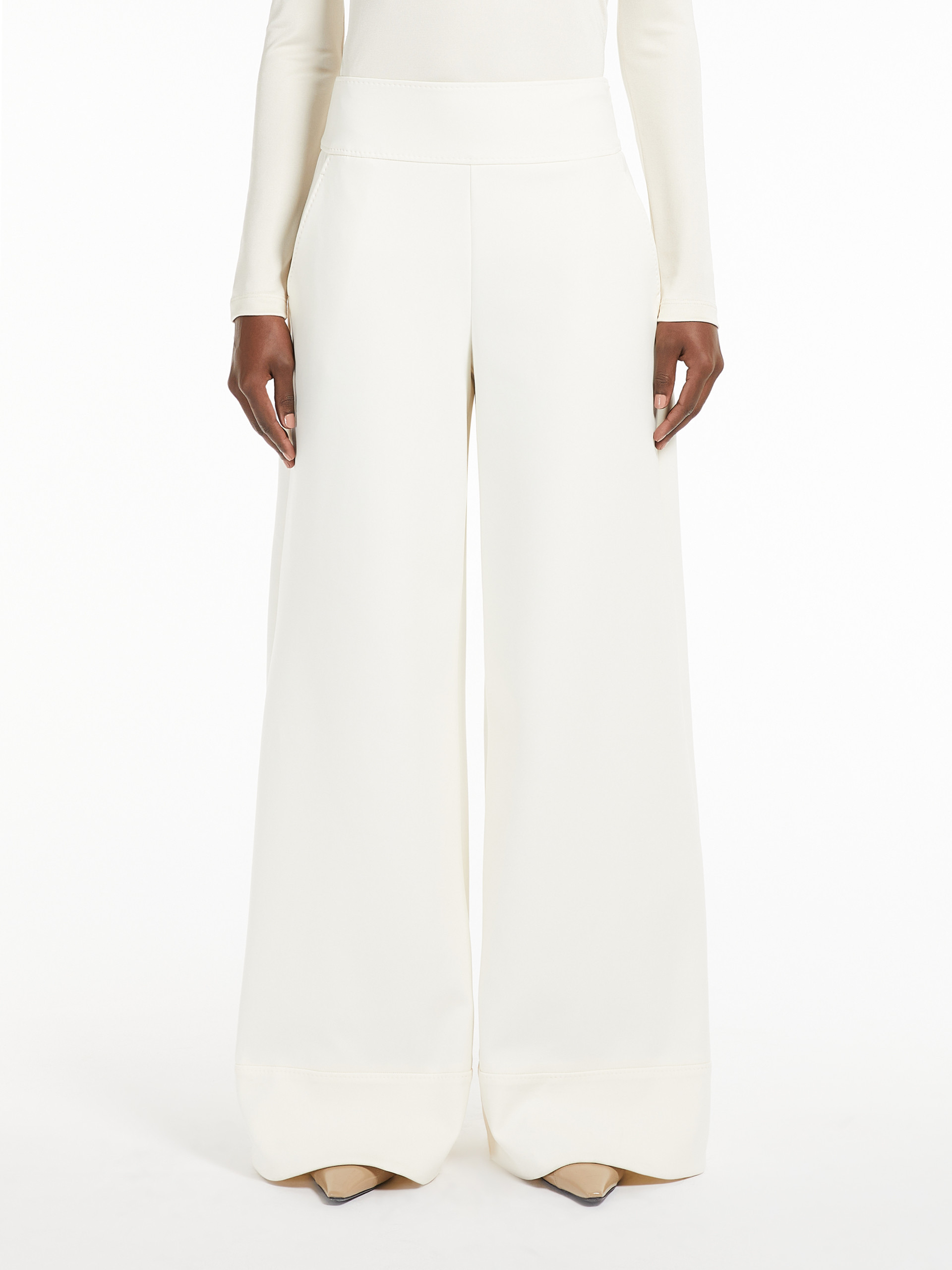 Max Mara Horn Technology Knitted Pants In White