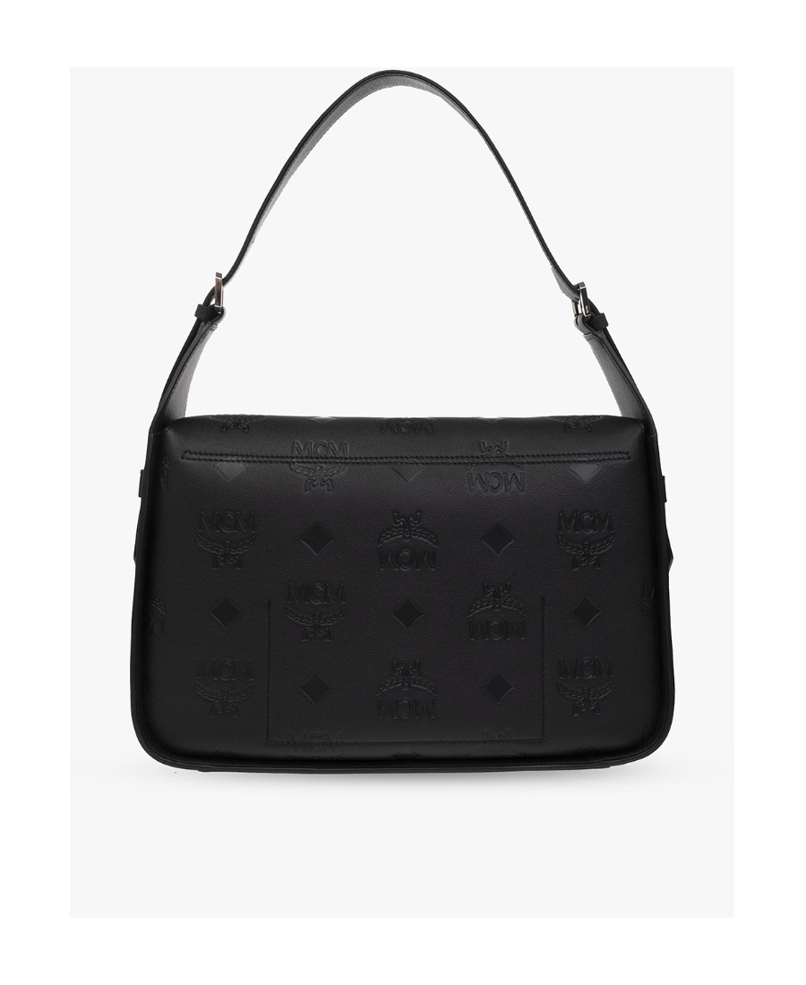 Mcm Large Aren Hobo Leather Tote Bag In Black