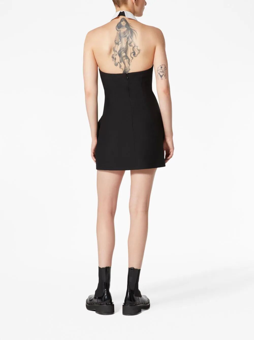 VALENTINO VALENTINO COLLAR DETAILED SLEEVELESS MINI DRESS