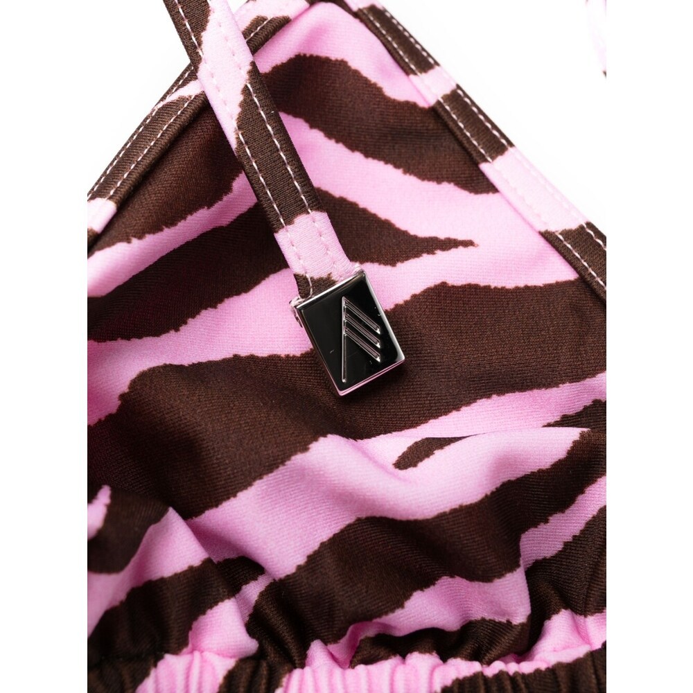 Attico Zebra-print Bikini In Pink