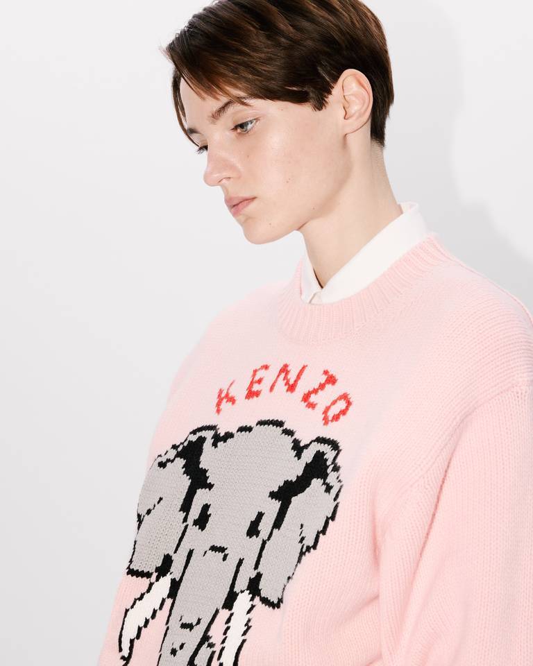 Kenzo Elephant Pattern Sweater In Pink