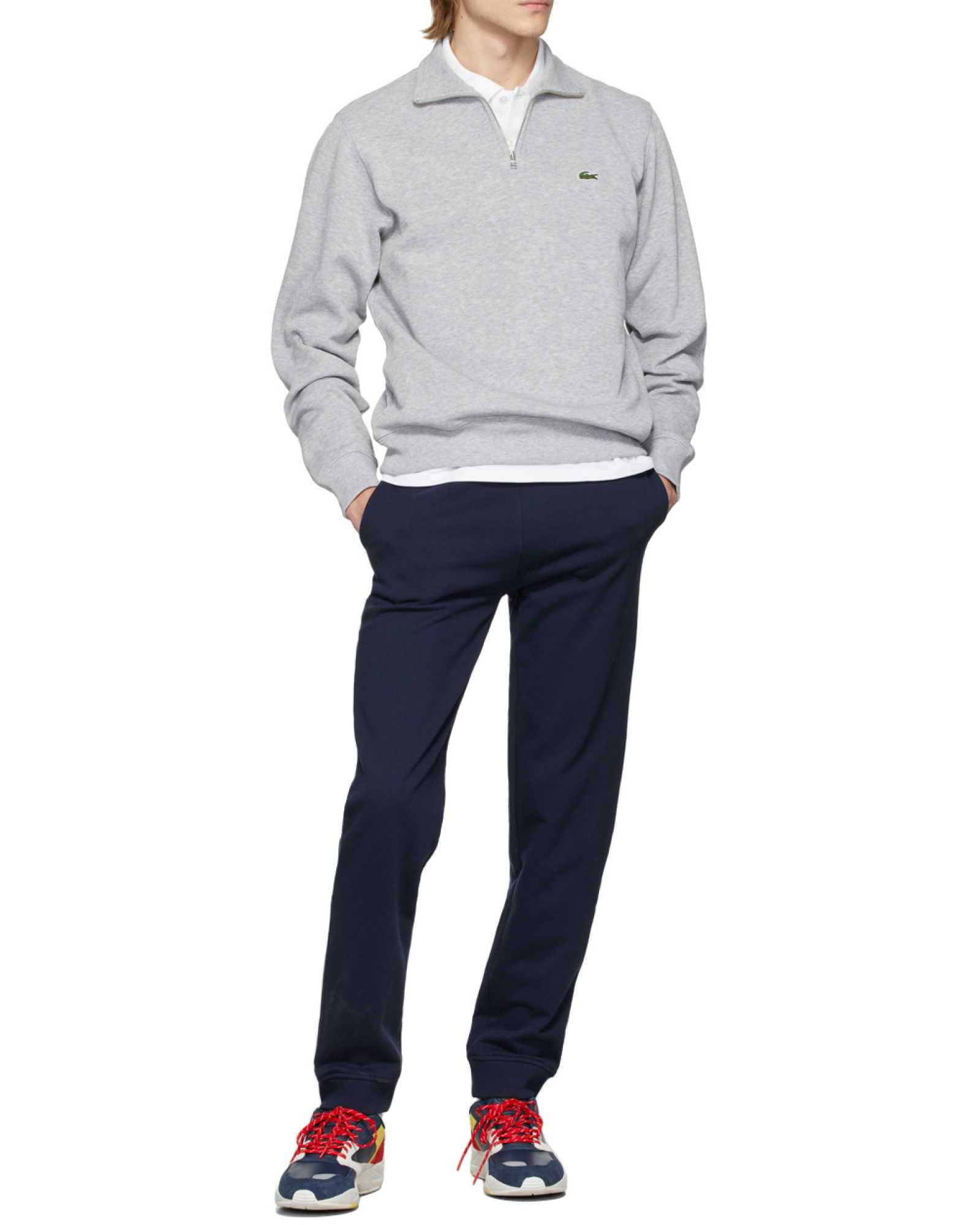 Lacoste Logo Long-sleeved Polo Shirt In White