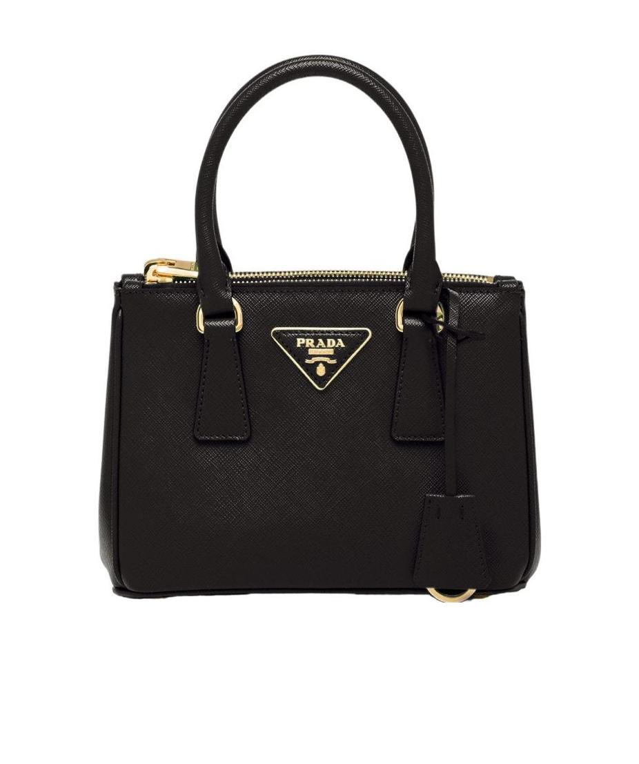 Prada Mini Leather Galleria Top-handle Bag In Black