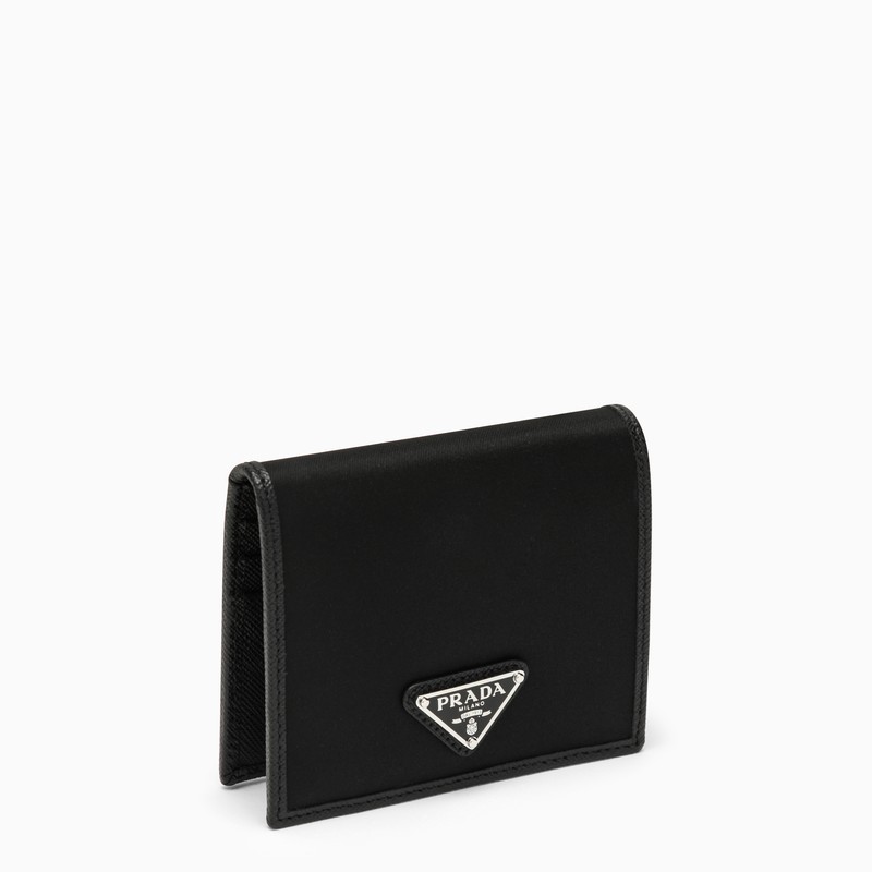Prada Mens Black Re-nylon Small Recycled-nylon And Leather Wallet In Black