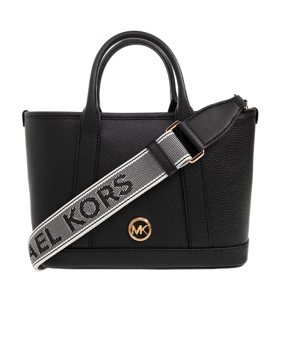 Michael Michael Kors Logo-plaque Leather Tote Bag In Black