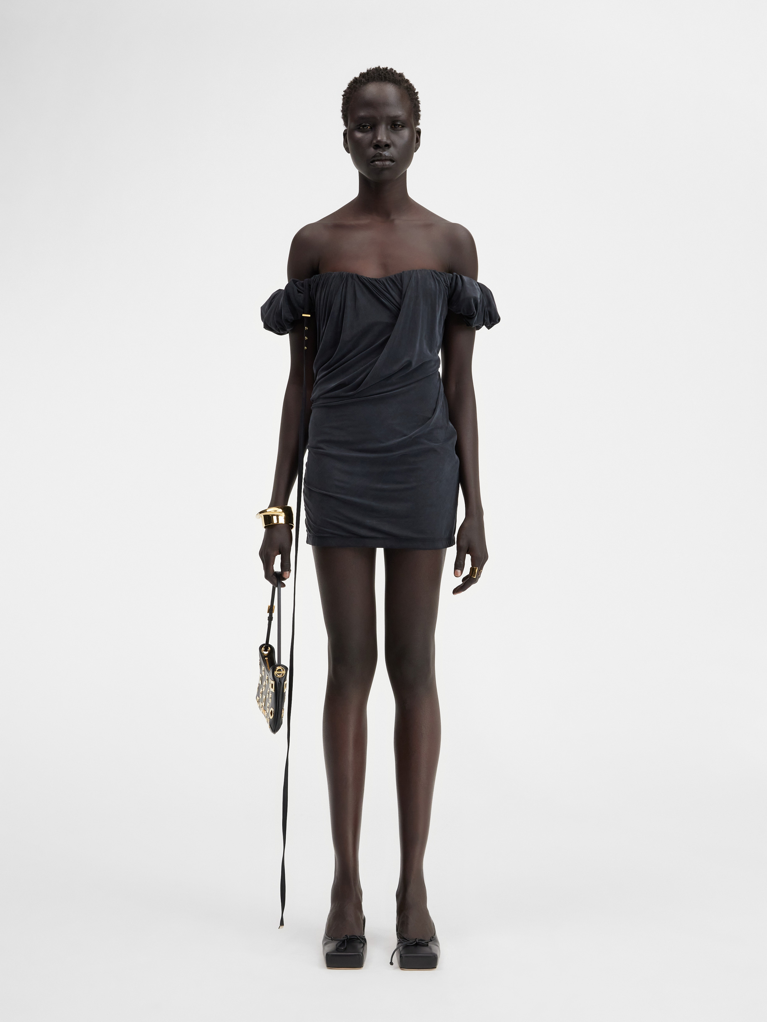 Jacquemus La Robe Ciceri Draped Minidress In Black