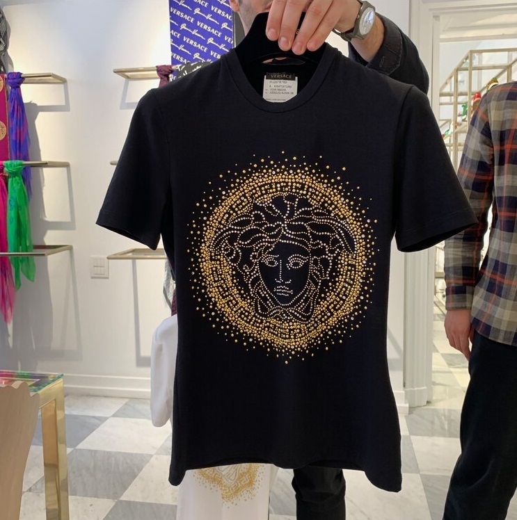 Versace Medusa Head Studded T-shirt In Black