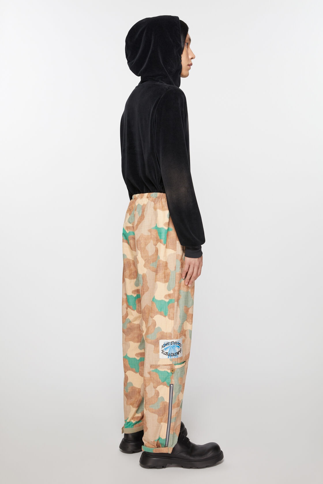 Acne Studios Camouflage-pattern Straight-leg Trousers In Nude