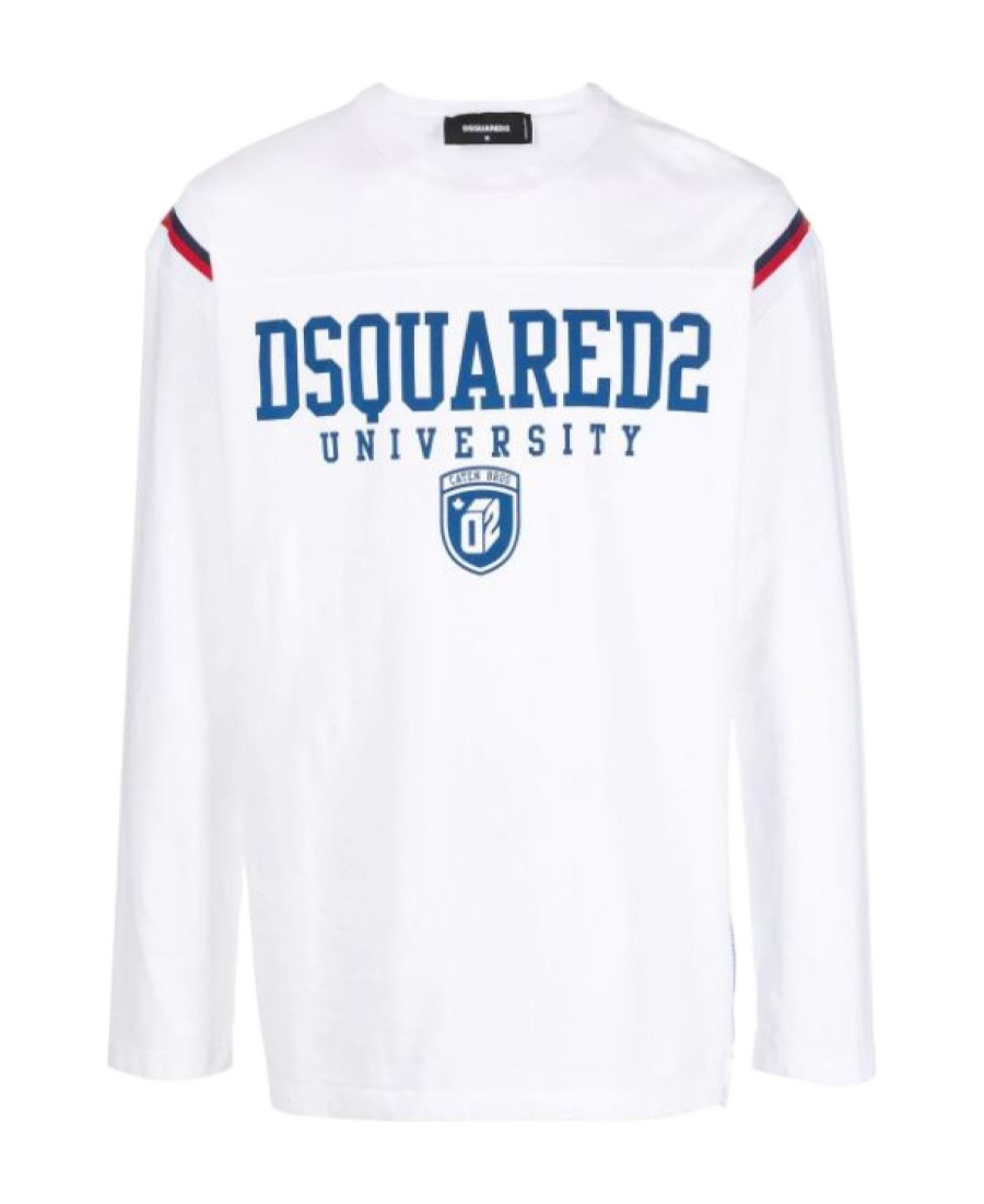 Dsquared2 Varsity Logo Long Sleeved T-shirt In White