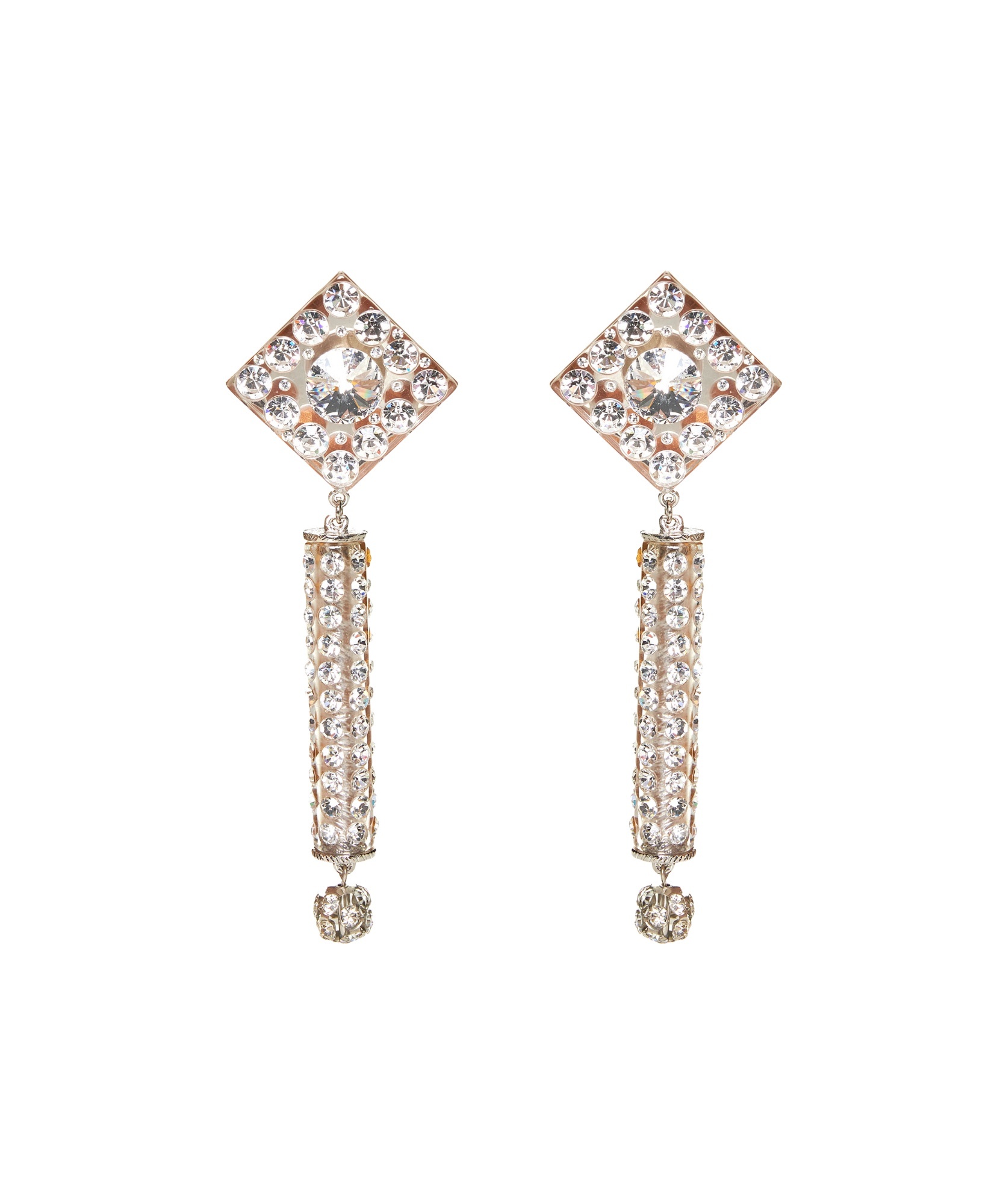 Alessandra Rich Crystal Square Dangle Earrings In Gold