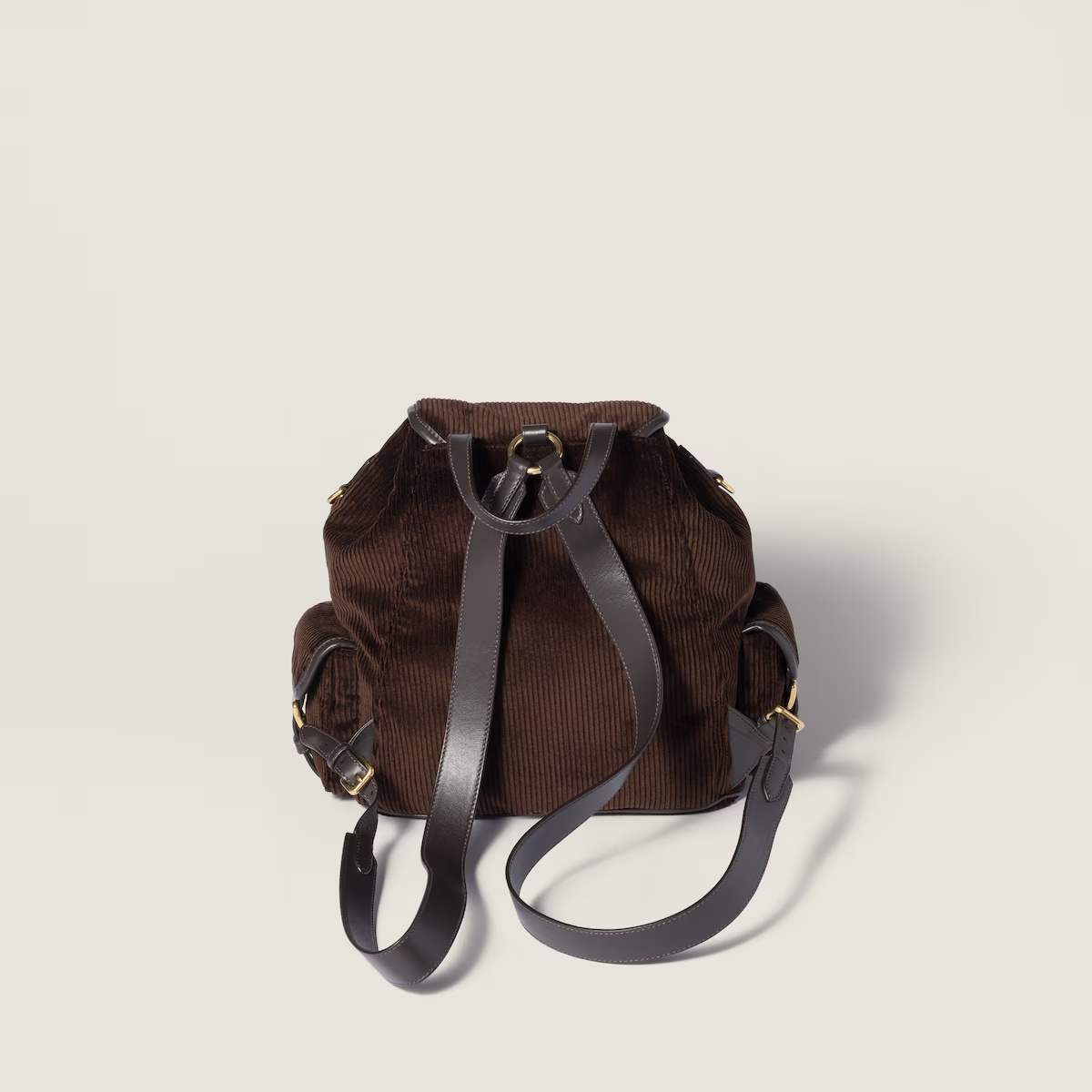 Miu Miu Logo Backpack In Brown