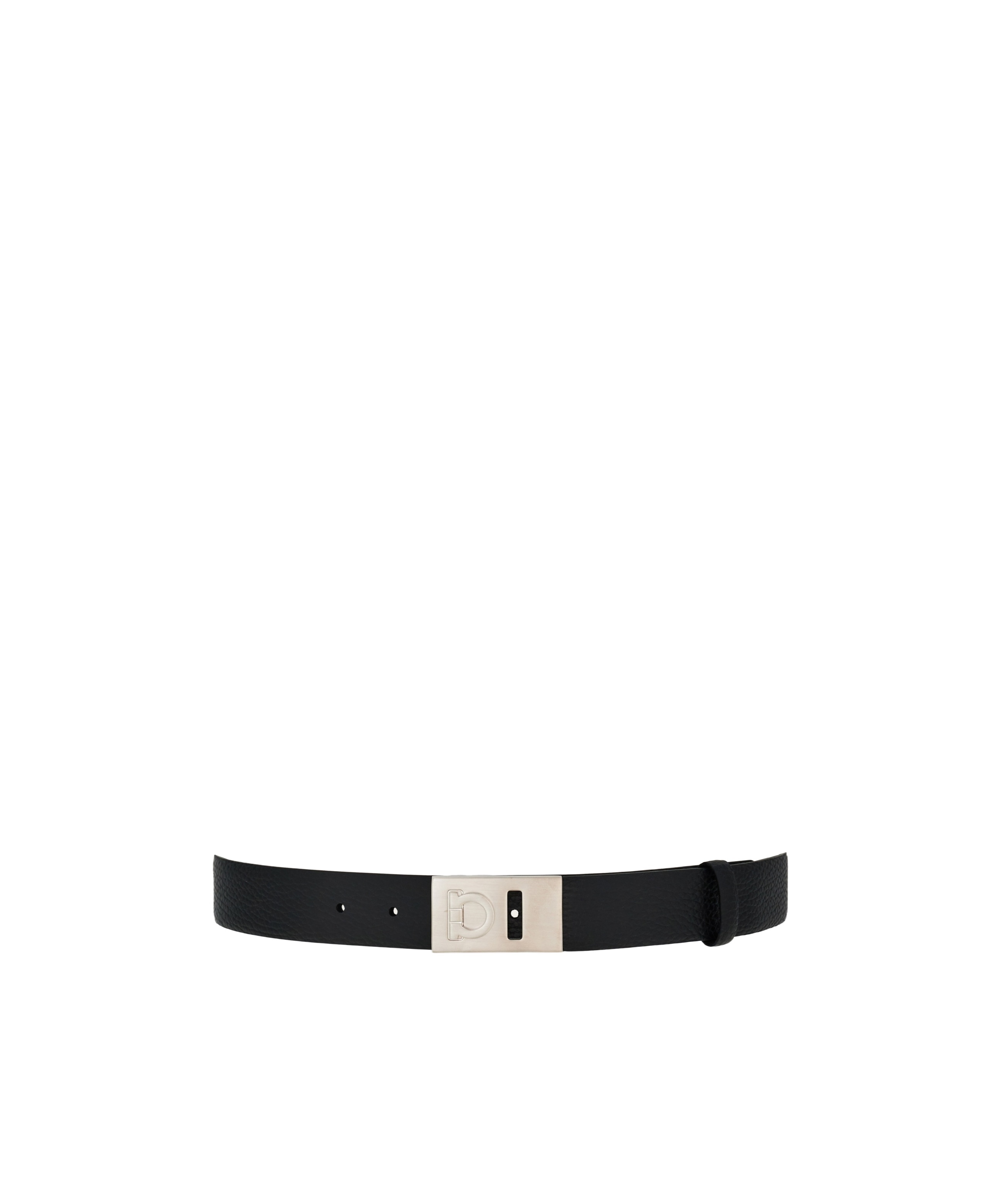 Ferragamo Fixed Leather Belt In Black