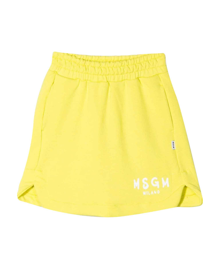 Shop Msgm Emblem Skirt In Yellow