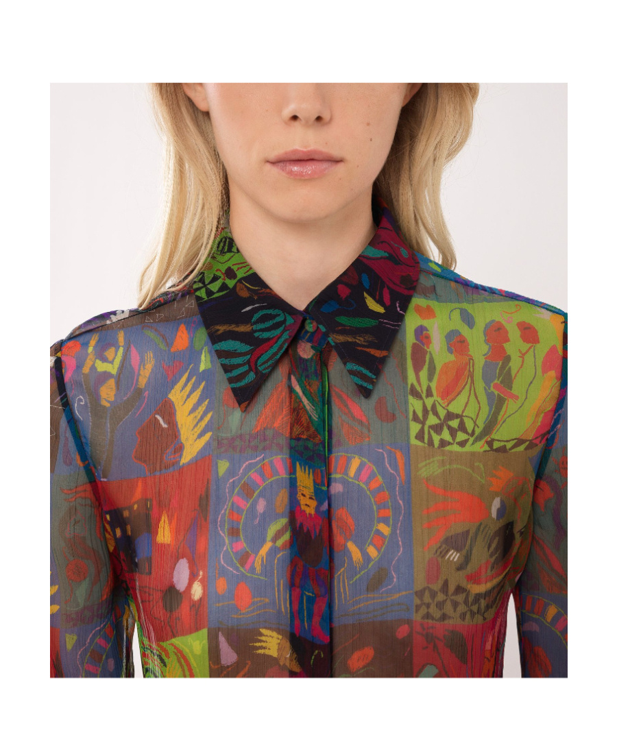 Chloé Long-sleeved Printed Shirt In Multicolor
