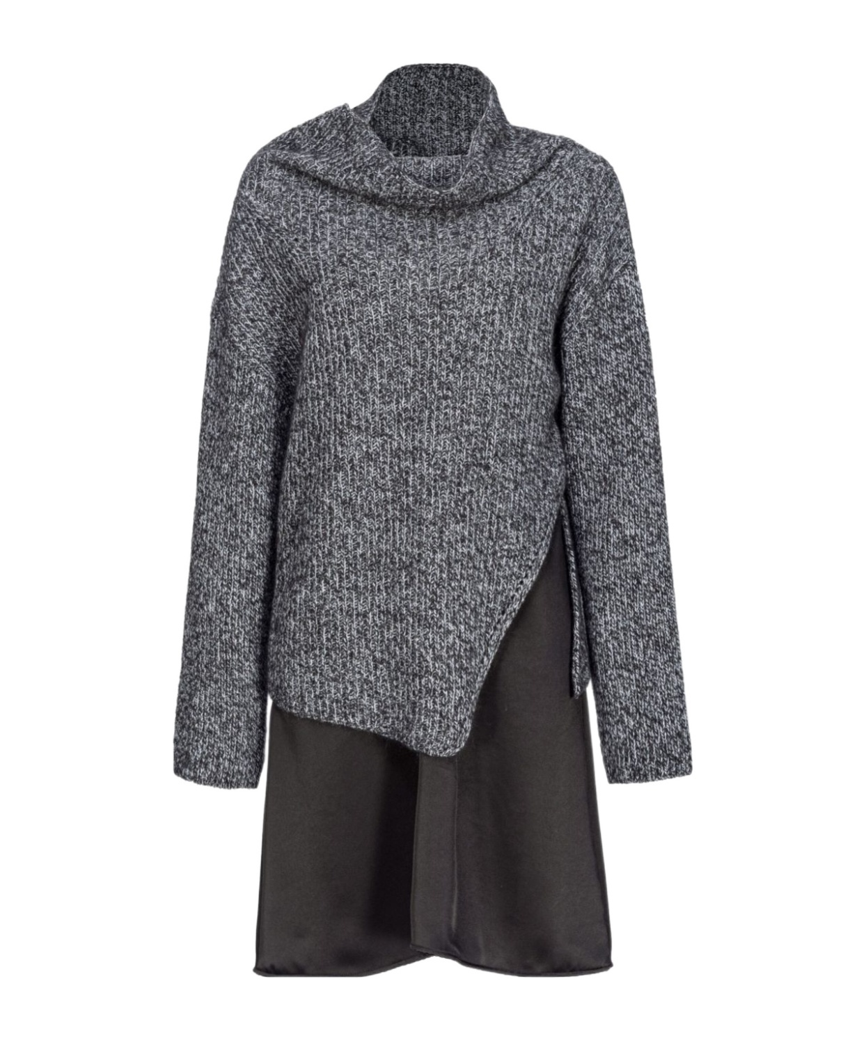 Pinko Bimaterial Dress With Wool Blend Sweater In Black