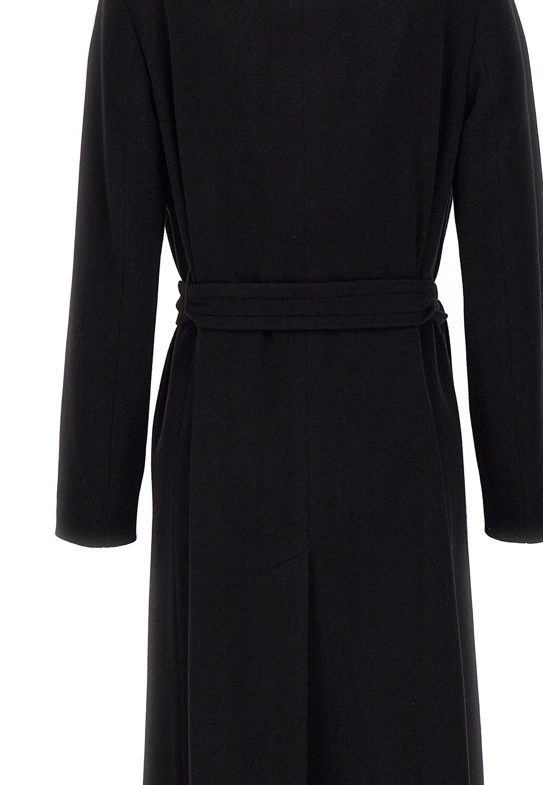 Tagliatore Virgin Wool Blend Belted Midi Coat In Black
