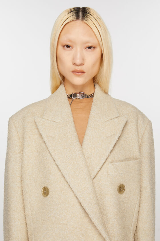 Acne Studios Textured Wool-blend Double-breasted Coat In Nude