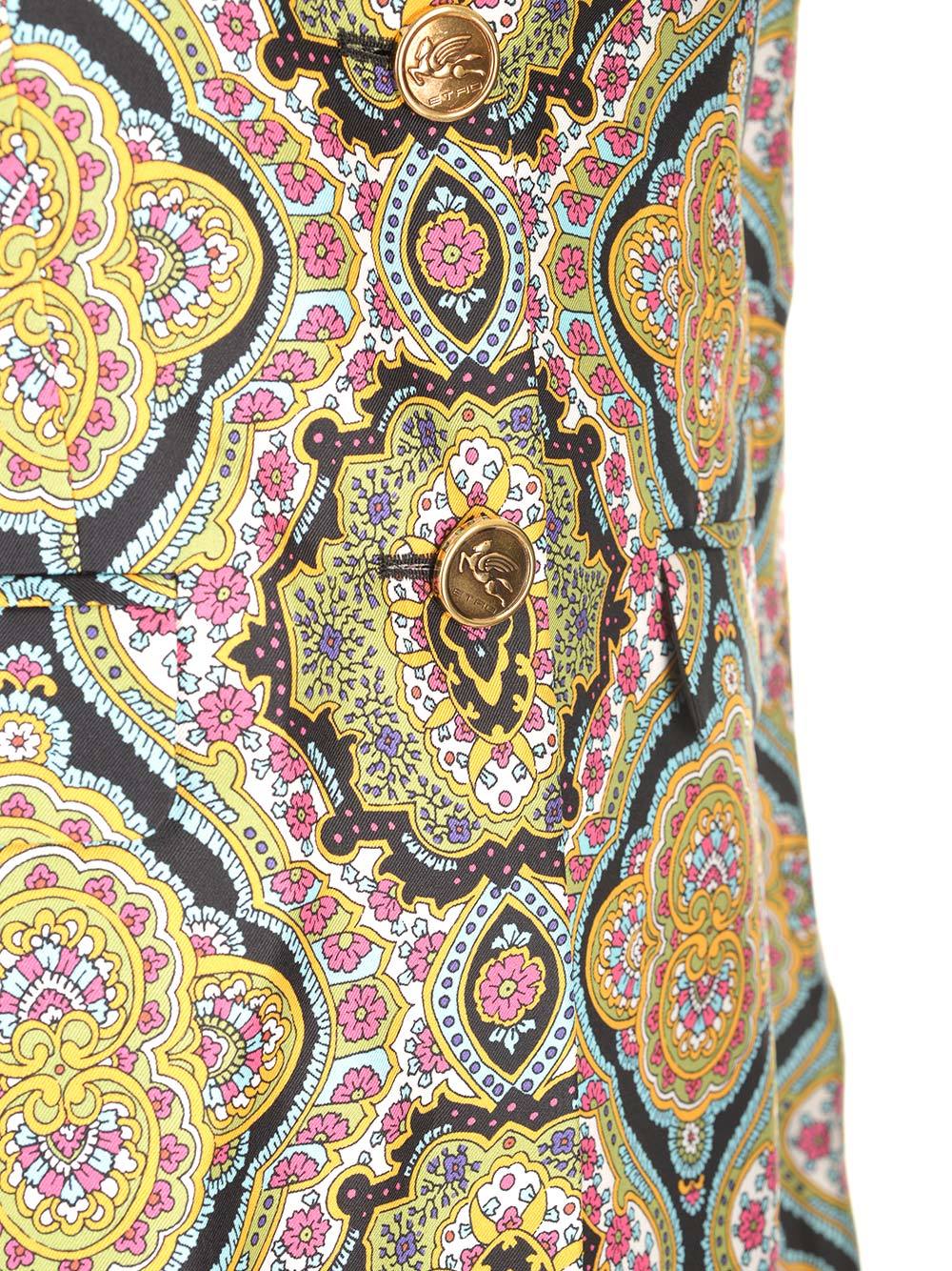 Etro Medallion-print Silk Single-breasted Blazer Jacket In Green