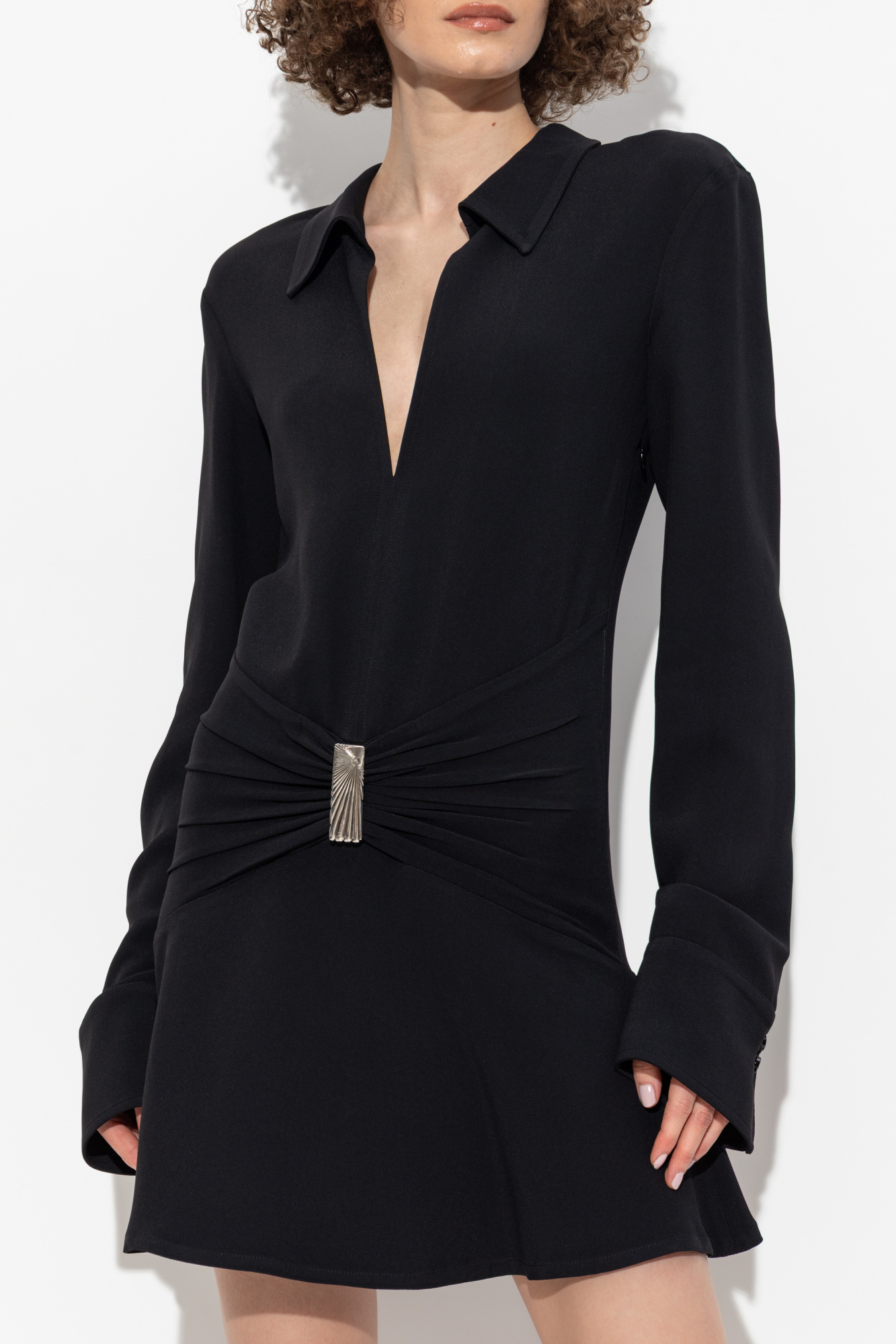 Attico Mini Dress With Deep V-neck In Black