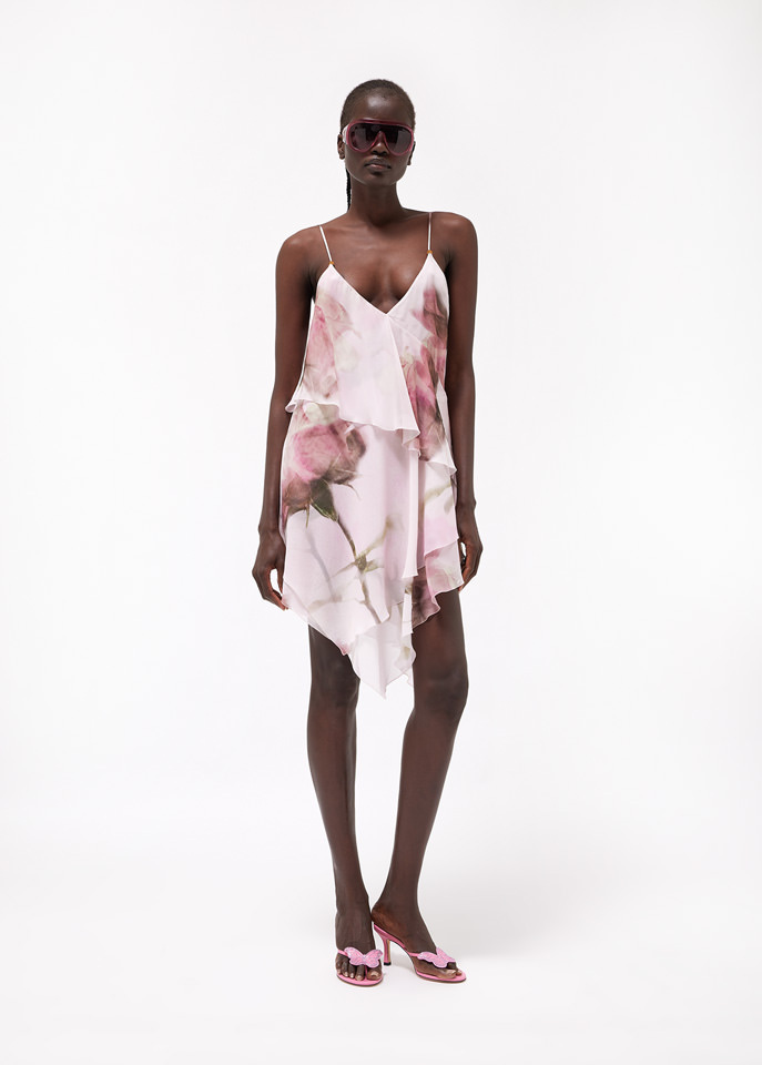 Blumarine Rose-print Mini Slip Dress In Pink