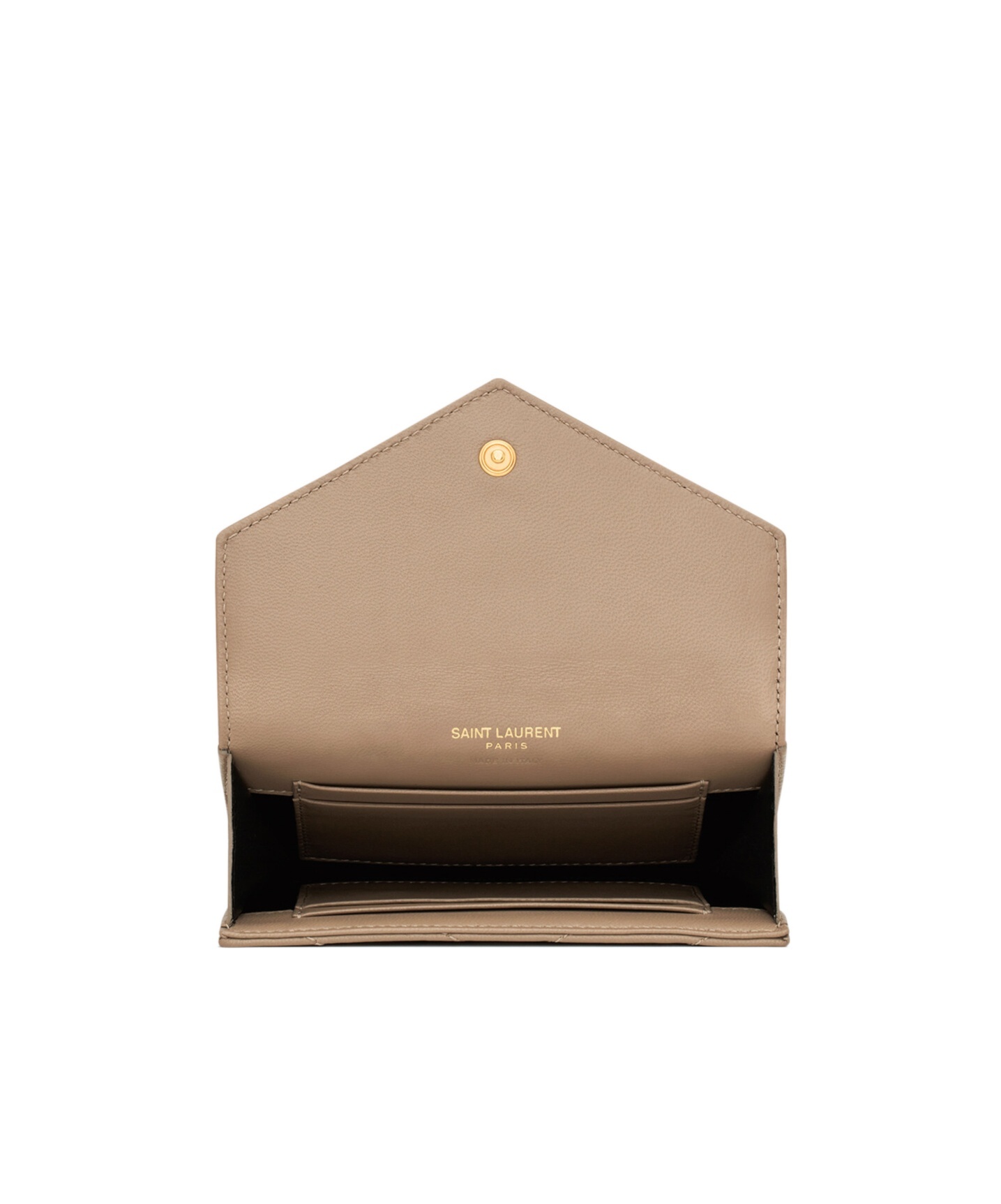 Saint Laurent Cassandre Matelassé Small Envelope Wallet In Lambskin In Brown