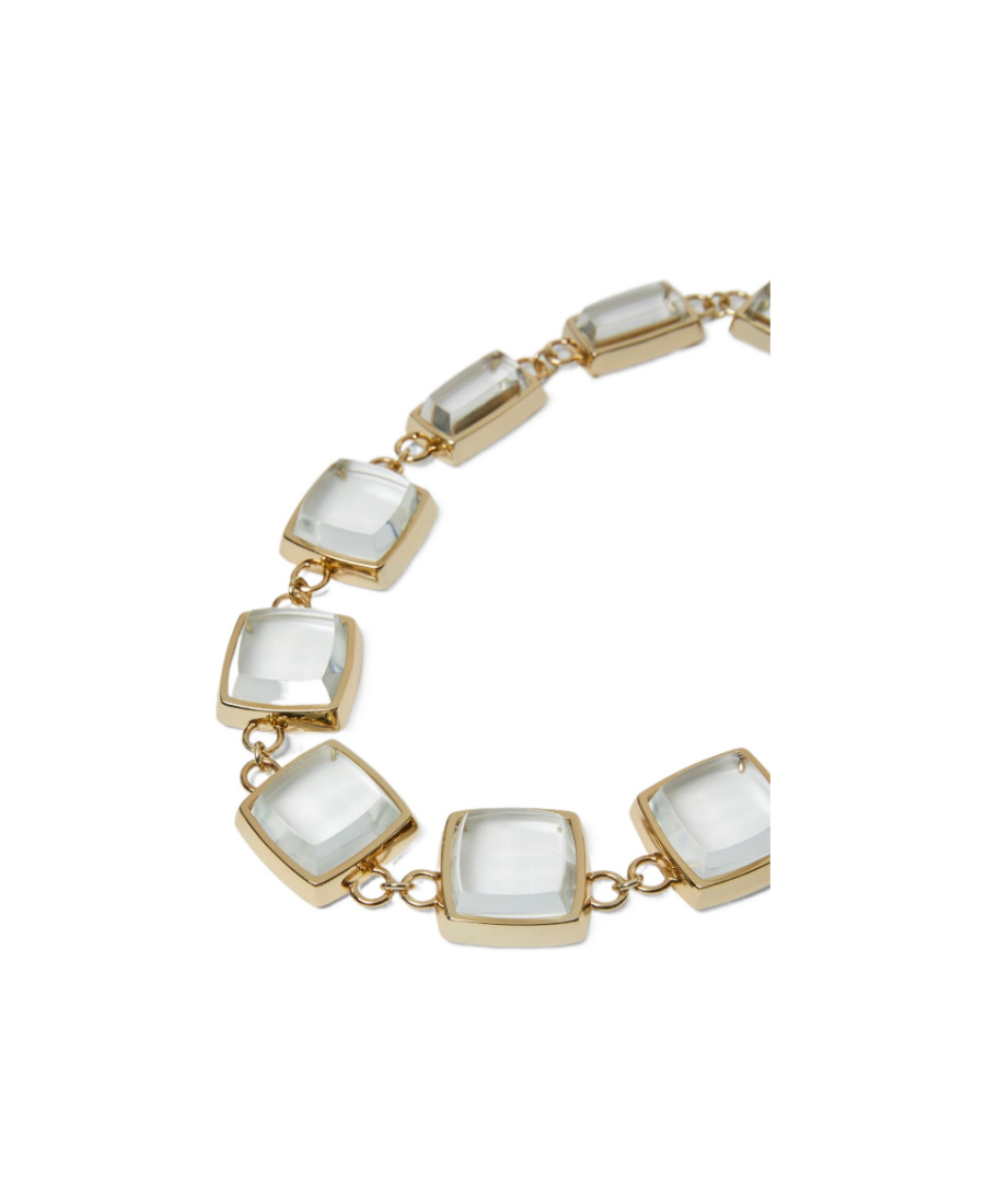 Max Mara Logo Crystal Necklace In Yellow