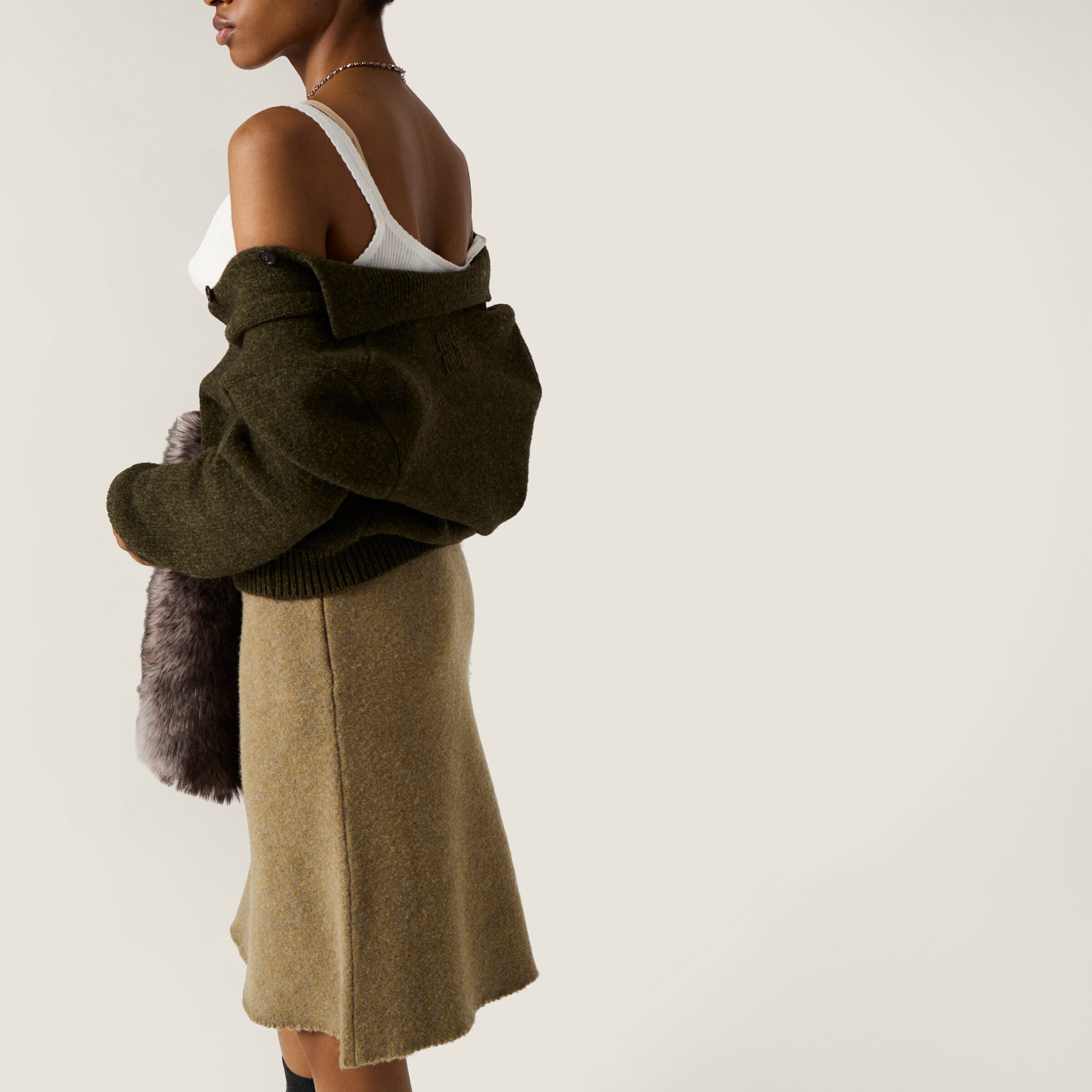 Miu Miu Wool Cardigan In Brown