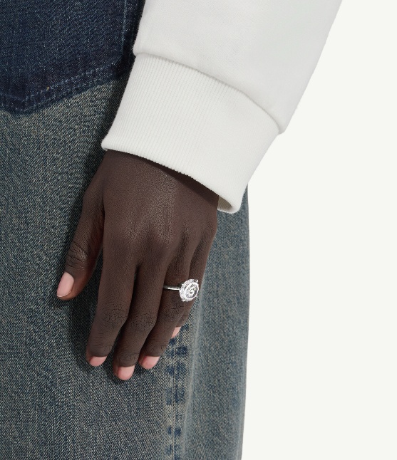 Mm6 Maison Margiela Crystal-embellished Ring In Silver