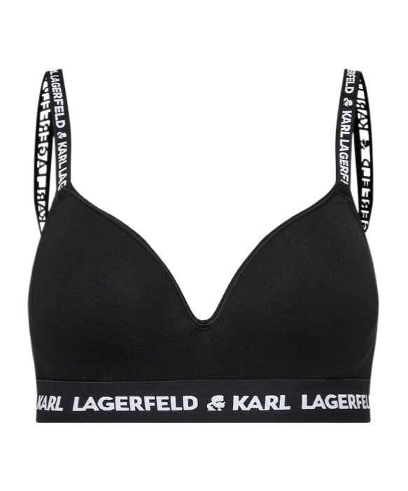 Shop Karl Lagerfeld Logo Padded Bra In Black