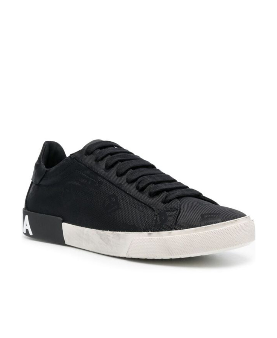 Dolce & Gabbana Low-top Sneakers Vintage Effect In Black
