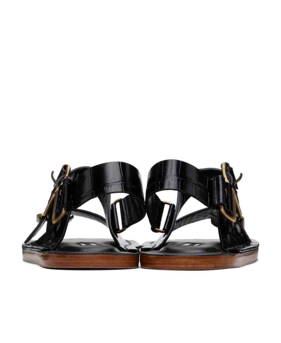 Jil Sander Flat-soled Sandals After Pin Buckle In Black