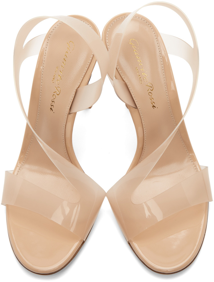 GIANVITO ROSSI CAMEL LOGO SANDALS