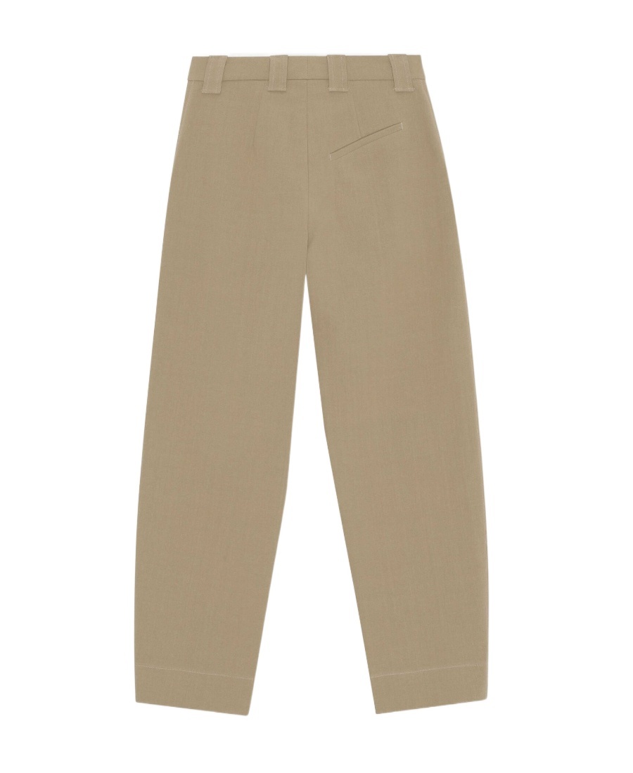Ganni Cropped Tailored Trousers In Nude