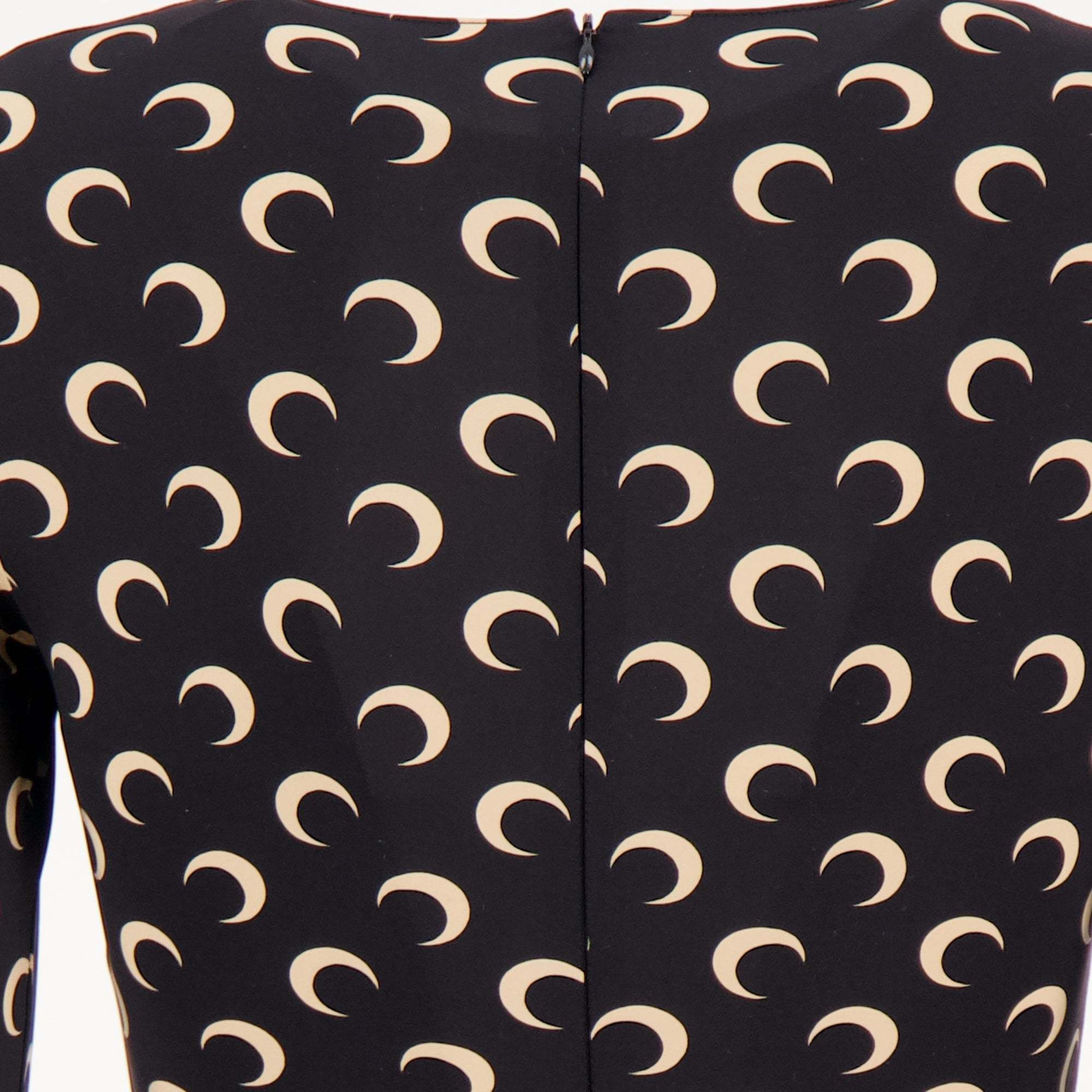 Marine Serre Celestial Pattern Long Sleeve Short Jumpsuit In Black