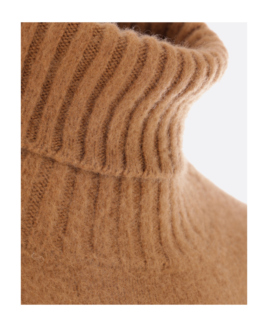 Drumohr Camel-coloured Turtleneck Sweater In Wool In Brown
