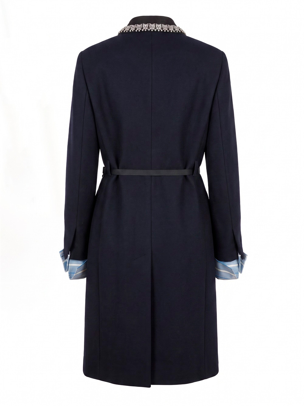 Prada Long-sleeved Coat In Blue