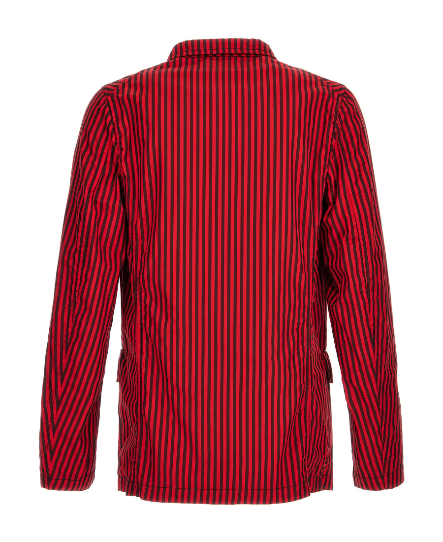 Comme Des Garçons Shirt Striped Buttoned Blazer In Red