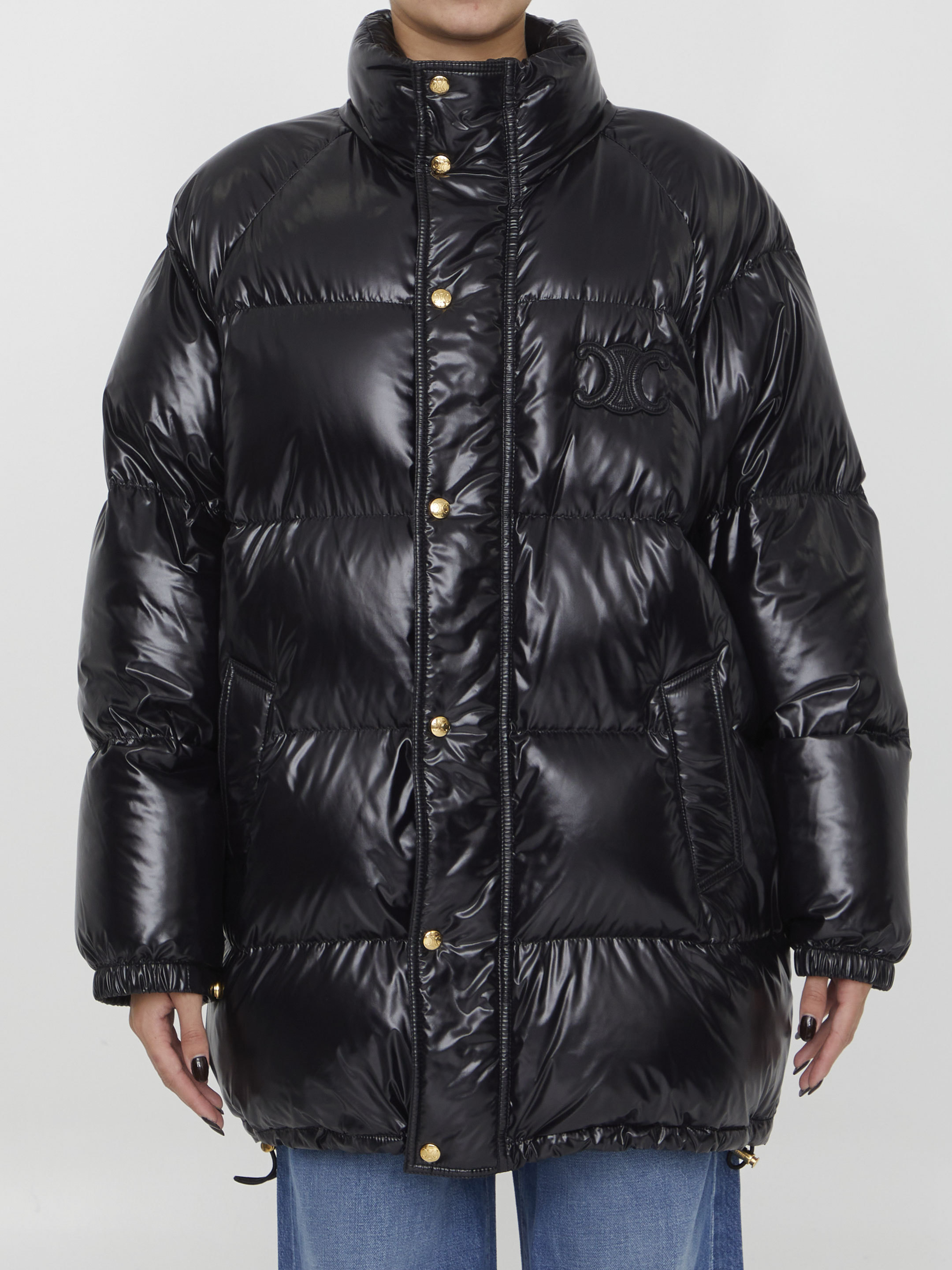 Celine Triomphe Long Down Jacket In Black