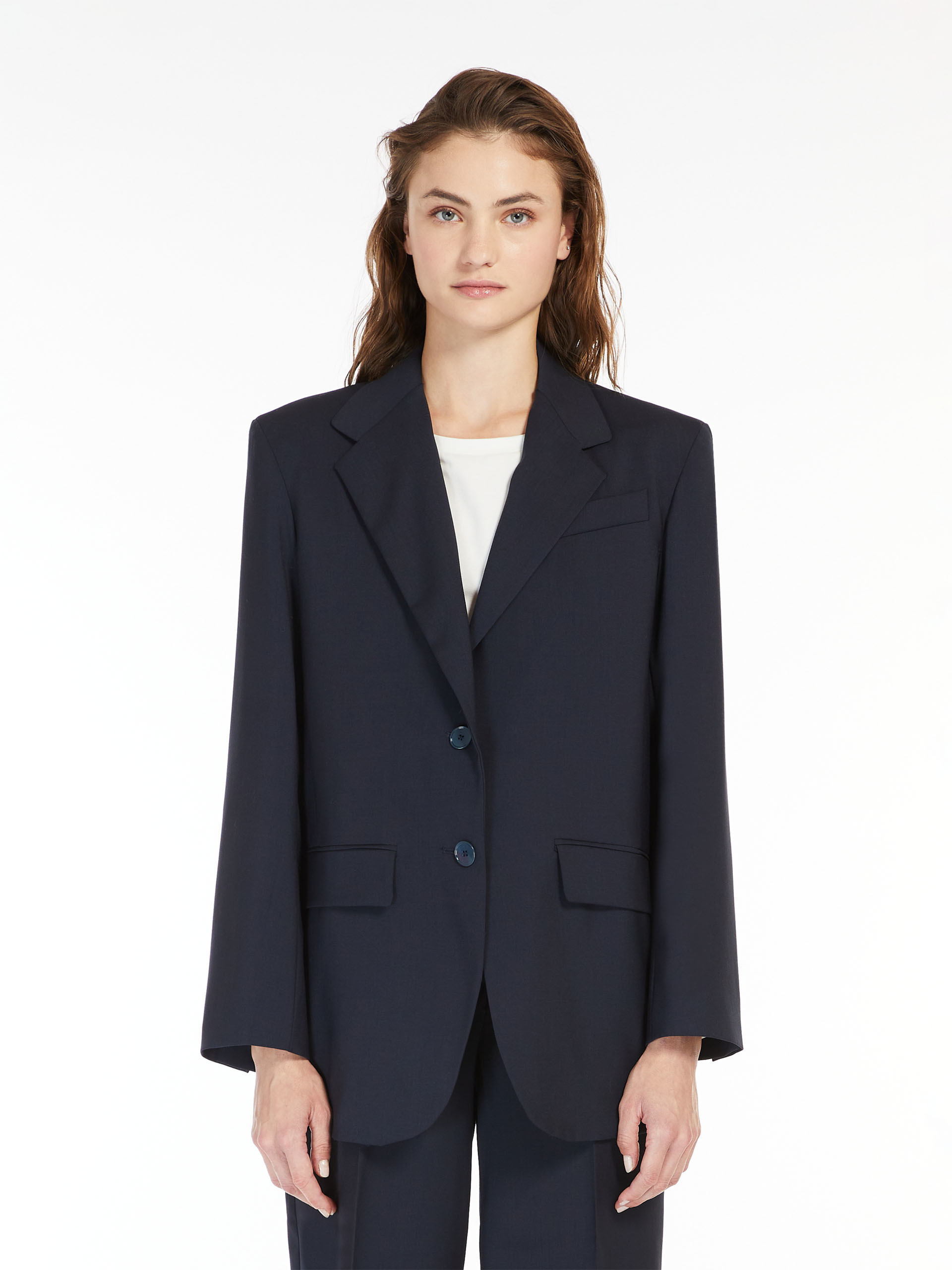Weekend Max Mara Single-breasted Wool Suit Jacket In Black
