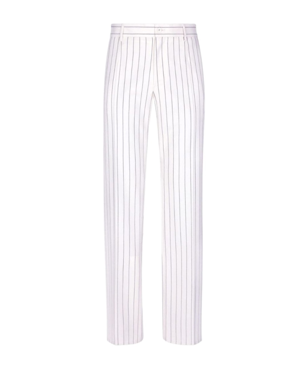 Dolce & Gabbana Straight-leg Striped Wool Trousers In White