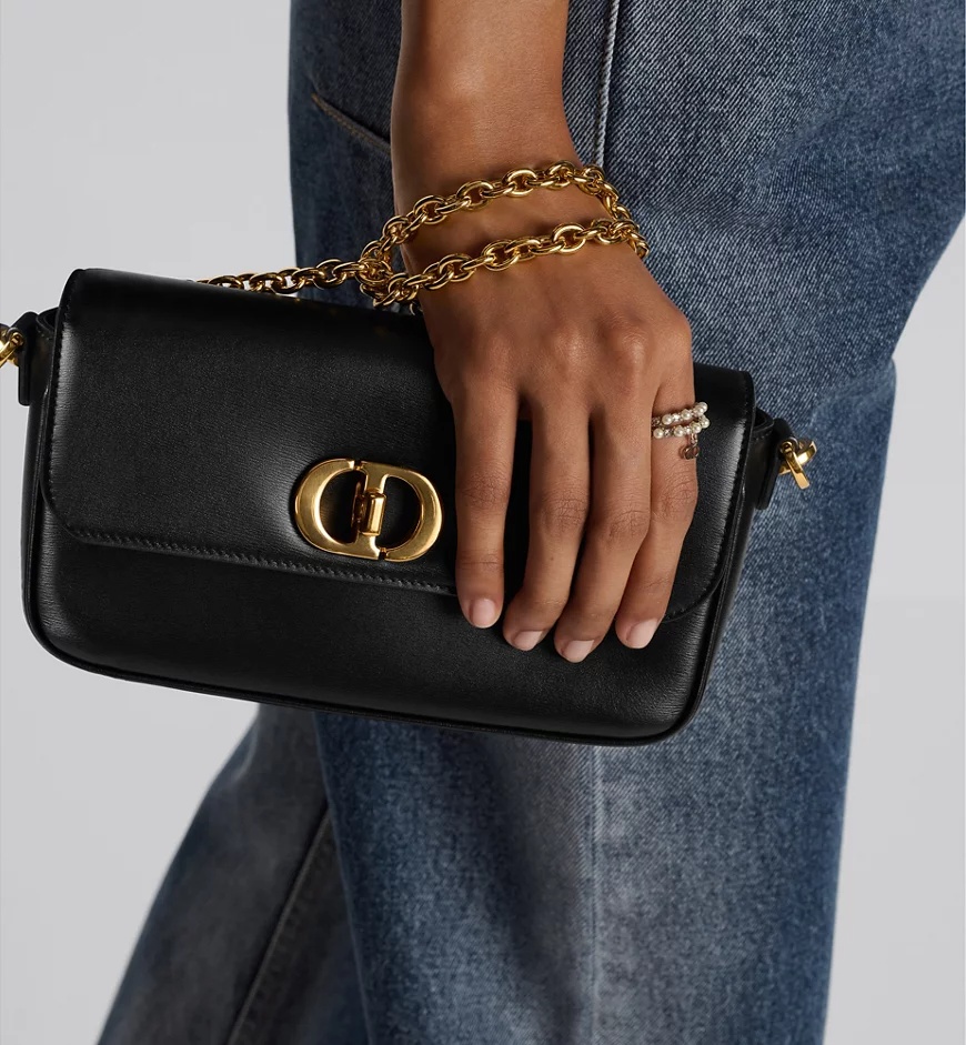 Dior East-west Double Carry 30 Montaigne Avenue Mini Bag In Black